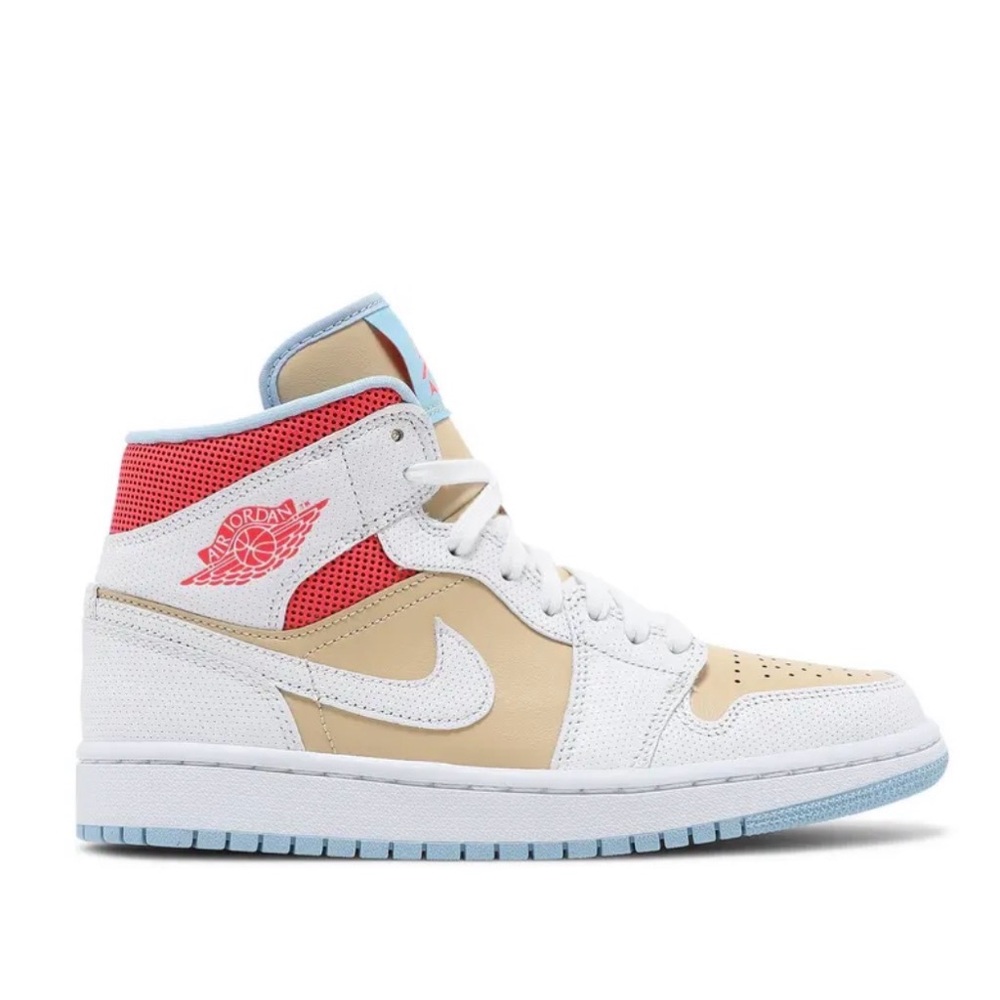 Jordan 1 Mid ‘sesame/white flash crimson’ Sneakers
